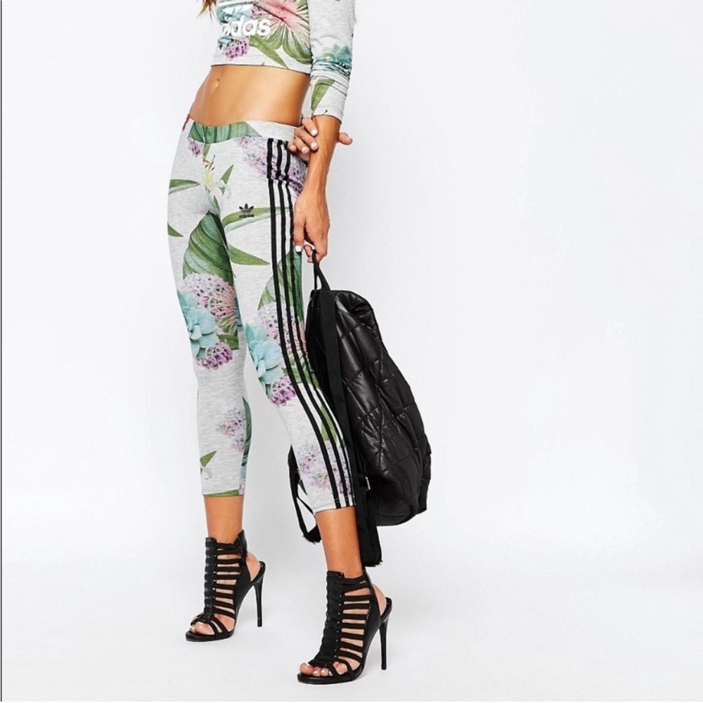 Adidas Gray Floral Leggings size XS